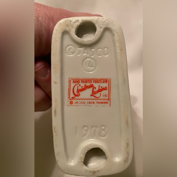 1978 Jasco Luvkins Porcelain Hand Painted Tea Light Candle Holder & Wreath Ornam - Picture 3 of 5